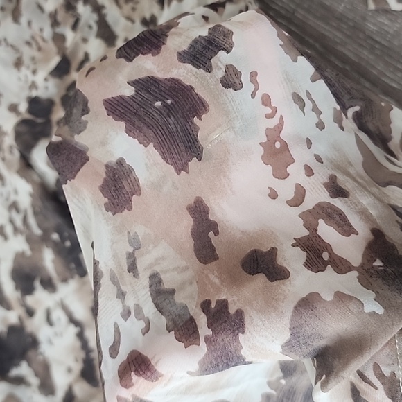 PrettyLittleThing Brown Cow Print Beach Flares and Shirt Set Size 2 - Picture 12 of 12